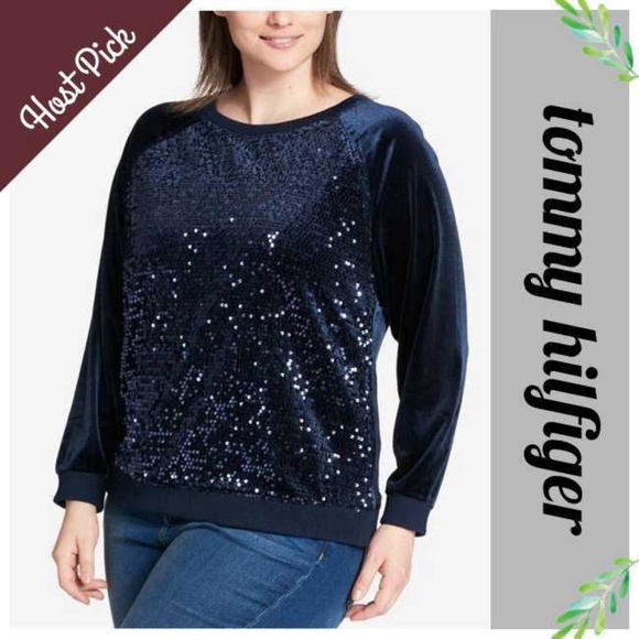 tommy hilfiger velvet sweatshirt